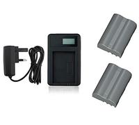 Battery Charger and 2Pcs Battery for Nikon D50, D70, D70s, D80, D90, D100, D200, D300, D300S, D700 Camera - Compatible with Nikon Charger MH-18, MH-18a and EN-EL3, EN-EL3a and EN-EL3e Battery