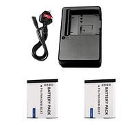 Battery Charger and 2Pcs Battery for Panasonic Lumix DMC-FX90, DMC-S1, DMC-S2, DMC-S3, DMC-S5, DMC-SZ1, DMC-SZ02, DMC-SZ5, DMC-SZ7, DMC-TS20, DMC-TS25, DMC-TS30 Camera - For NCA-YN101H Battery