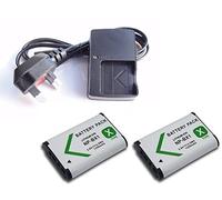Battery Charger and 2Pcs Battery for Sony DSC-H, DSC-HX, DSC-RX, DSC-WX, FDR-X, HDR-AS, HDR-CX, HDR-GW, HDR-PJ, HDR-MV, ZV-1 series Camera and Handycam Camcorder - For NP-BX1 Battery