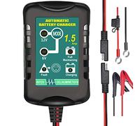 Battery Charger Automatic 6V 12V 1.5A, Trickle Charger Suitable for AGM Gel SLA VRLA Flood Lead-Acid Batteries, Starting Batteries for Auto Car Motorcycle, Dual Voltage Output Detection and Repair