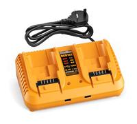 Battery Charger Compatible with Dewalt 12V/20V Battery, 2-Ports Fast Charger Compatible with Dewalt DCB 203 204 205 206 201 120 127 Lithium Battery