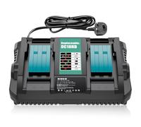 Battery Charger DC18RD Dual Port 6A, Compatible with Makita Battery 18V-14.4V Li-ion BL1830 BL1850 BL1860 BL1840, Drill Chainsaw Power Tool Battery Charger, Replace for DC18RC DC18SF DC18RA