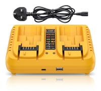 Battery Charger Replacement,Fast Charger for Dewalt 12V-18V Lithium Battery | Smart LED Indicator, USB Charging Port and 2-Port Charger for DCB Series Tools Compatible with DCB203 204 205 206 201 120 127