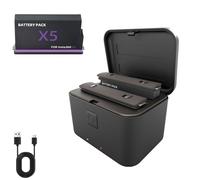Battery Charger Set for 360 X5, Fast Battery Charger for 360 X5 Accessories, with Misro SD Card Slots, 2850mAh Can Save 2 Batteries and Charge at The Same time (black,Charging box+battery)