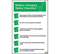 Battery Charging Safety Check List Sign - 1.2mm Rigid Plastic 300mm x 200mm