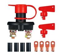 Battery Disconnect Sw-itch, 12V 24V Battery Isolator Cut Off Power Ki-ll Em-ergency Automotive On Off Sw-itch for Marine Car Boat RV ATV Auto Truck Vehicle, with 2 Keys and 4 Copper Ring Terminals