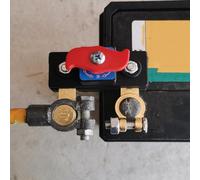 Battery Disconnect Switch, Car Master Power Shut Off Isolator | Heavy-duty brass car battery disconnect switch with a red knob prevents parasitic power drain and ensures anti-theft safety.