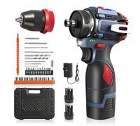 Battery Drill Brushless Motor 16.8V, 3 in 1 Cordless Drill 21+1 Torque+Electric Screwdriver+Hammer Drills 45N.m Max, 2 Spees LED Drills Set DIY Power Tools with 2 Batteries 1300mAh, 10mm Chuck