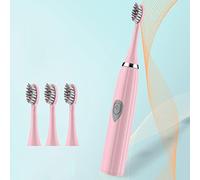 Battery Electric Toothbrush, Powerful Deep Cleaning for Teeth & Bathroom Grout, Waterproof Rechargeable Oral Care Tool (Pink)