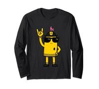 Battery Firefighter Mascot Rock Hand Sign Rescue Graphic Long Sleeve T-Shirt