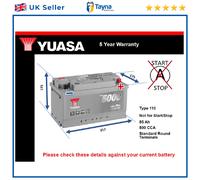 Battery fits ALFA ROMEO 159 SPIDER BRERA 8C 3.2 4.7 2.0D 2.4D 06 to 11 Yuasa 110
