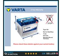 Battery fits PANTHER KALLISTA SOLO LIMA 1.6 2.0 2.3 2.8 2.9 76 to 92 Varta 068