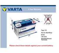 Genuine Varta Car Battery 5804060743132 F17 Type 110 80Ah 740CCA Top Quality New