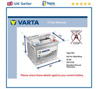 Battery fits HONDA CONCERTO ACCORD 1.4 1.5 1.6 1.8 2.0 89 to 95 Varta 063 520A