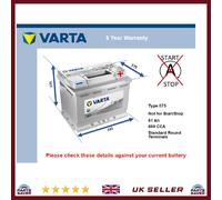 Battery fits PEUGEOT 207 604 505 205 77 to 12 Varta 075 600A 61Ah 5Yr Warranty
