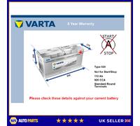Battery fits AUDI A6 C5, C6, C7 Varta 020 920A 110Ah 5Yr Warranty New