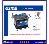 Battery fits AUDI Q3 Q4 A3 A4 80 F103 75 60 A6 50 Exide 012 450A 50Ah