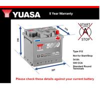Battery fits AUDI Q3 Q4 A3 A4 80 F103 75 60 A6 50 Yuasa 012 500A 54Ah