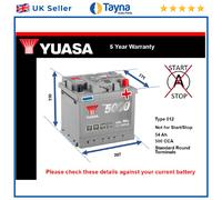 Battery fits AUDI Q3 Q4 A3 A4 80 F103 75 60 A6 50 Yuasa 012 500A 54Ah