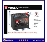 Battery fits AUTO UNION DKW MUNGA 1.0 56 to 69 Yuasa 048 400A 45Ah 3Yr Warranty