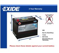 Battery fits BEDFORD CHEVANNE KB HA RASCAL CF MIDI Exide 069 630A 75Ah