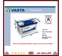 Genuine Varta Car Battery 5724090683132 E43 Type 100 72Ah 680CCA Top Quality New