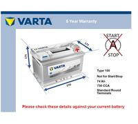 Genuine Varta Car Battery 5744020753162 E38 Type 100 74Ah 750CCA Top Quality New