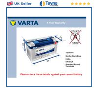 Battery fits VOLVO XC90 XC60 XC70 S60 V70 S80 760 740 Varta 019 800A
