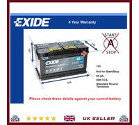 Car Battery EA852 Exide 110 800A 85Ah 4Yr Warranty 315x175x175 Premium