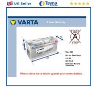 Battery fits BMW ALPINA D5 B5 ROADSTER B10 4.4 4.6 4.8 3.0D 1996 on Varta 020