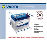 Battery fits BMW GLAS 2.6 3.0 67 to 68 Varta 068 630A 70Ah 4Yr Warranty Quality