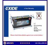 Battery fits BUGATTI VEYRON EB 110 3.5 8.0 1991 on Exide 017 900A 100Ah Quality