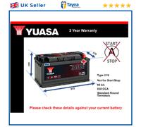 Battery fits BUGATTI VEYRON EB 110 3.5 8.0 1991 on Yuasa 019 850A 95Ah YGD500160