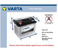 Battery fits BUICK CENTURY SKYLARK 2.8 3.3 5.7D 78 to 91 Varta 078 480A 56Ah New