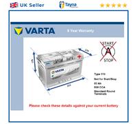 Battery fits RANGE ROVER SPORT EVOQUE 2.2D 3.6D 06 to 19 Varta 110 800A 85Ah New