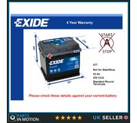 Battery fits CHEVROLET CORSICA BERETTA 2.2 2.3 2.8 3.1 87 to 96 Exide 077 450A