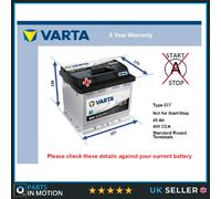 Battery fits ZAZ TAVRIA 1.1 1.3 89 to 07 Varta 077 400A 45Ah 3Yr Warranty New