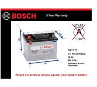 Battery fits LANCIA BETA FLAVIA GAMMA DELTA Bosch 078 480A 56Ah Quality