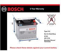 Battery fits CHRYSLER PT CRUISER NEON 1.6 1.8 2.0 94 to 06 Bosch 012 400A 45Ah