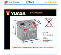 Battery fits CHRYSLER PT CRUISER NEON 1.6 1.8 2.0 94 to 06 Yuasa 012 500A 54Ah