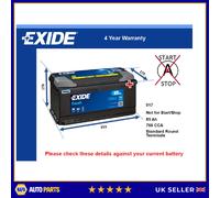 Battery fits CITROEN C35 RELAY C25 CX Exide 017 760A 85Ah 4Yr Warranty