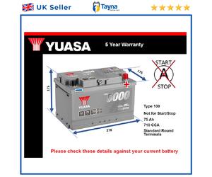 Battery fits CITROEN RELAY XM 3.0 2.0D 2.1D 2.5D 94 to 06 Yuasa 100 710A 75Ah
