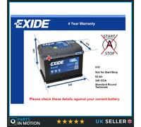Battery fits CITROEN XSARA BX DISPATCH 1.4 1.6 87 to 05 Exide 078 540A 62Ah New