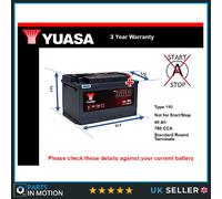 Battery fits DACIA DOKKER LODGY 1.2 1.3 1.6 1.5D 2012 on Yuasa 110 760A 80Ah New