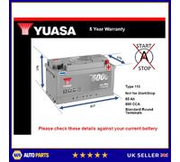 Battery fits DACIA DOKKER LODGY 1.2 1.3 1.6 1.5D 2012 on Yuasa 110 800A 85Ah New