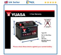 Yuasa YBX3078 12V 62Ah 550CCA Sealed Maintenance Free High Performance Car Battery