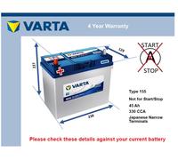 Battery fits ROVER MINI 1.3 91 to 96 Varta 155 330A 45Ah 4Yr Warranty Quality