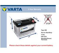 Battery fits DODGE CALIBER JOURNEY 2006 on Varta 096 640A 70Ah 3Yr Warranty New
