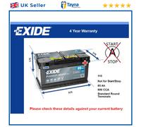 Car Battery EA852 Exide 110 800A 85Ah 4Yr Warranty 315x175x175 Premium
