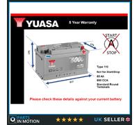 Battery fits DODGE CHALLENGER CHARGER 2007 on Yuasa 110 800A 85Ah 5Yr Warranty